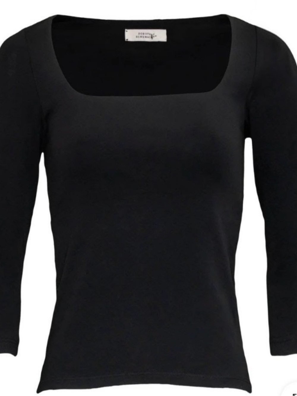 DOROTHEE SCHUMACHER square-neck three-quarter sleeve black top. Size Medium